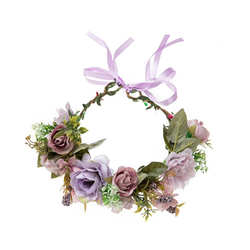 Forest Style Rose Garland Female Bohemian Simulated Fabric Grass Ring Creative Photo Garland Headdress - Image 4