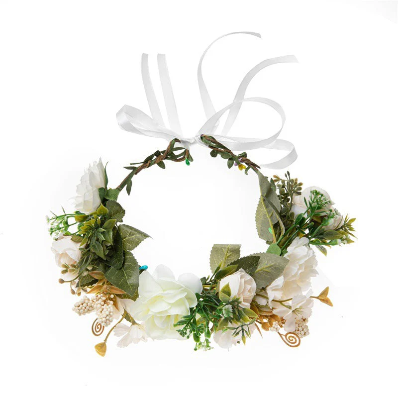 Forest Style Rose Garland Female Bohemian Simulated Fabric Grass Ring Creative Photo Garland Headdress - Image 5