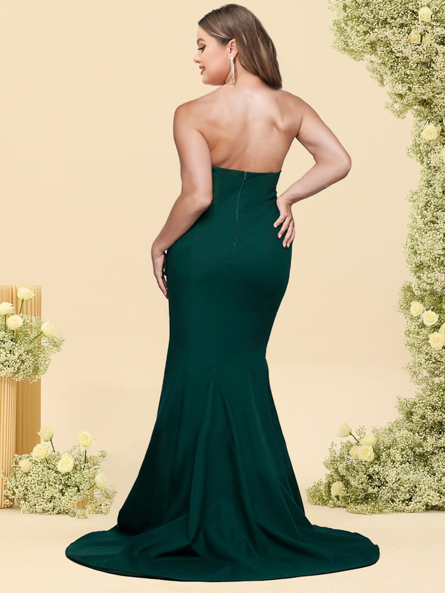 Trumpet/Mermaid Strapless Sleeveless Sweep train  Plus Size Bridesmaid Dresses with Split Side - Image 2
