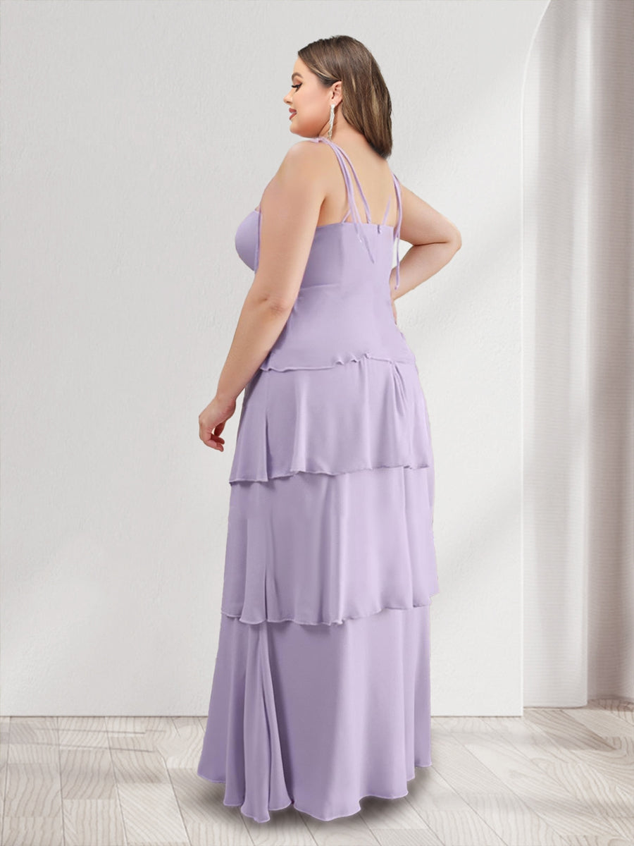 Sheath/Column Sweetheart Sleeveless Tiered Plus Size Bridesmaid Dresses - Image 2