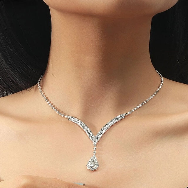 1 set Bridal Jewelry Sets For Women's Party Formal Rhinestone Alloy Chandelier - 画像 (4)