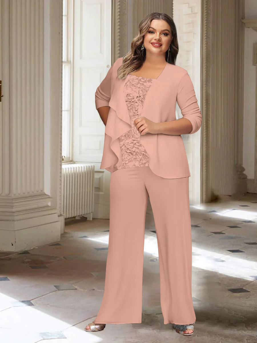 Chiffon Long Sleeves Plus Size Mother of the Bride Pantsuits with Jacket - Image 19