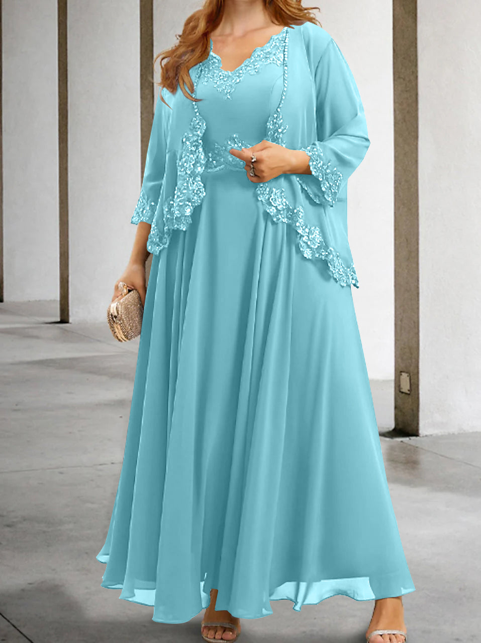 A-Line/Princess Mother of the Bride Dresses with Applique & Sequins - Image 6