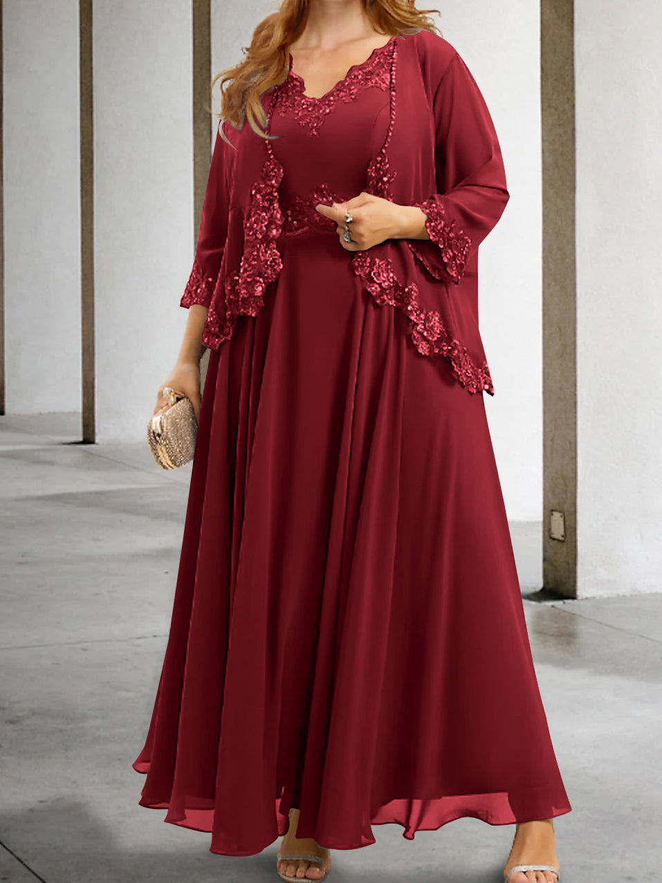 A-Line/Princess Mother of the Bride Dresses with Applique & Sequins - Image 7