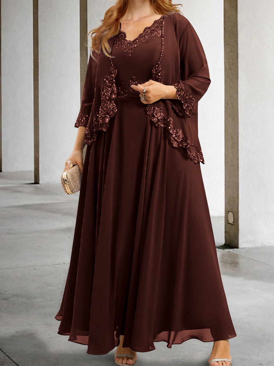 A-Line/Princess Mother of the Bride Dresses with Applique & Sequins - Image 8