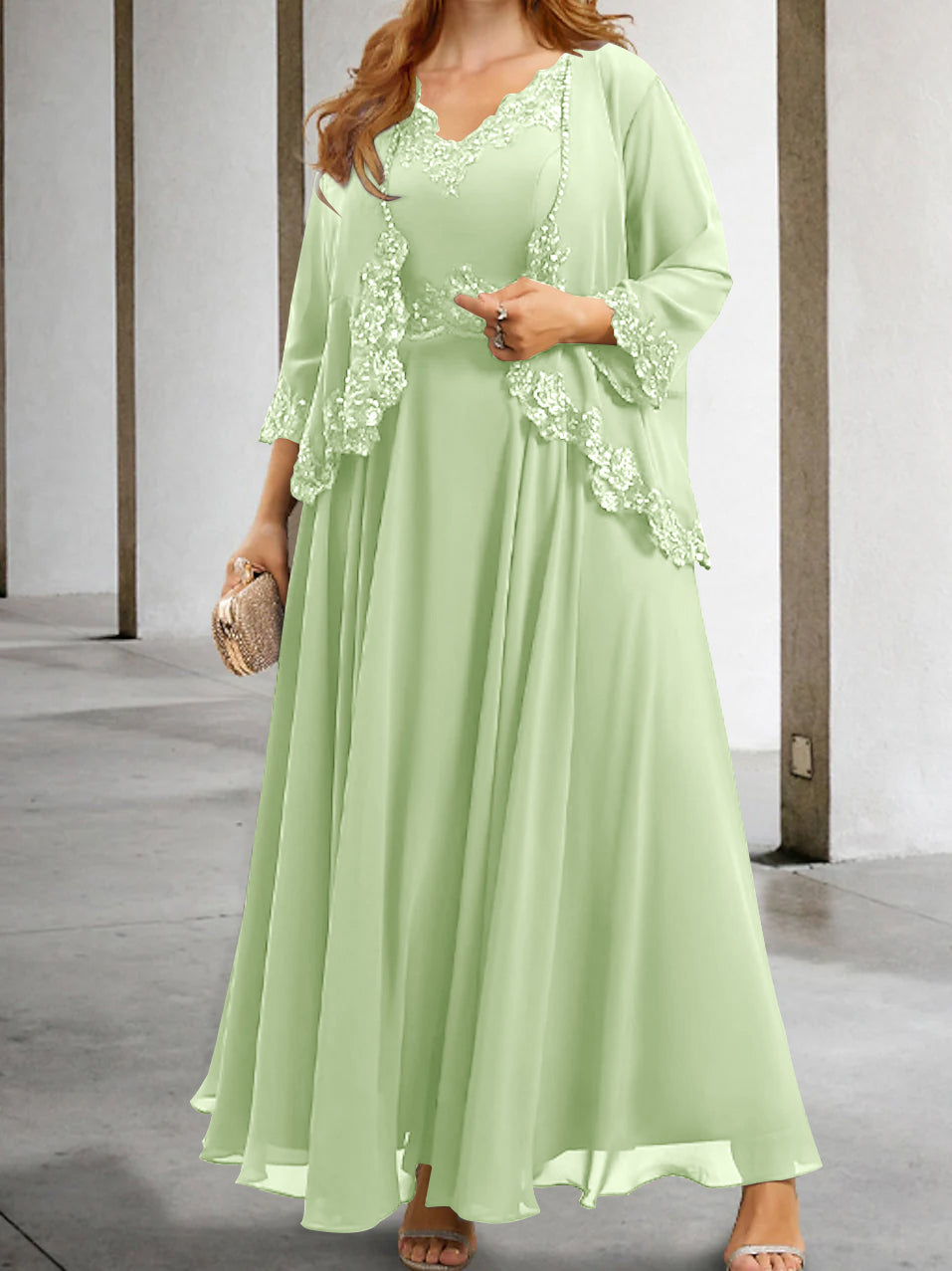 A-Line/Princess Mother of the Bride Dresses with Applique & Sequins - Image 10