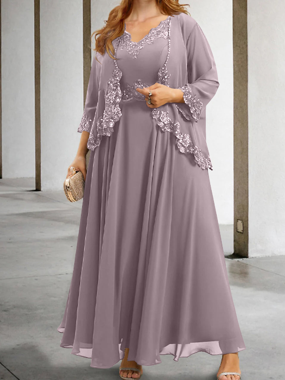 A-Line/Princess Mother of the Bride Dresses with Applique & Sequins - Image 5