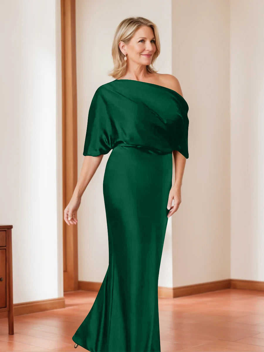 Sheath/Column One-Shoulder 1/2 Sleeves Elegant Plus Size Mother of the Bride Dresses - Image 11
