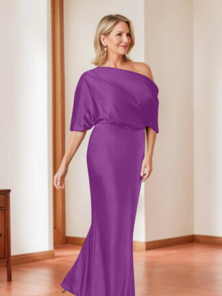 Sheath/Column One-Shoulder 1/2 Sleeves Elegant Plus Size Mother of the Bride Dresses