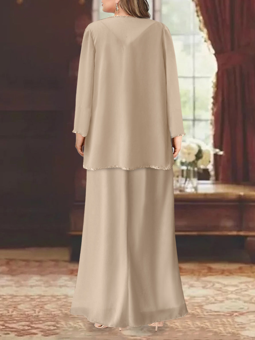 Sheath/Column V-Neck Ankle-Length Plus Size Mother of the Bride Dresses with Jacket & Sequins Beading - Image 2