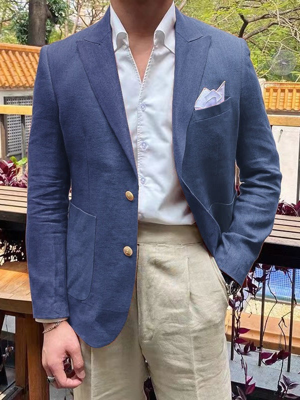 Men's Tailored Fit Single Breasted Two-buttons Blazer Jacket - 이미지 5