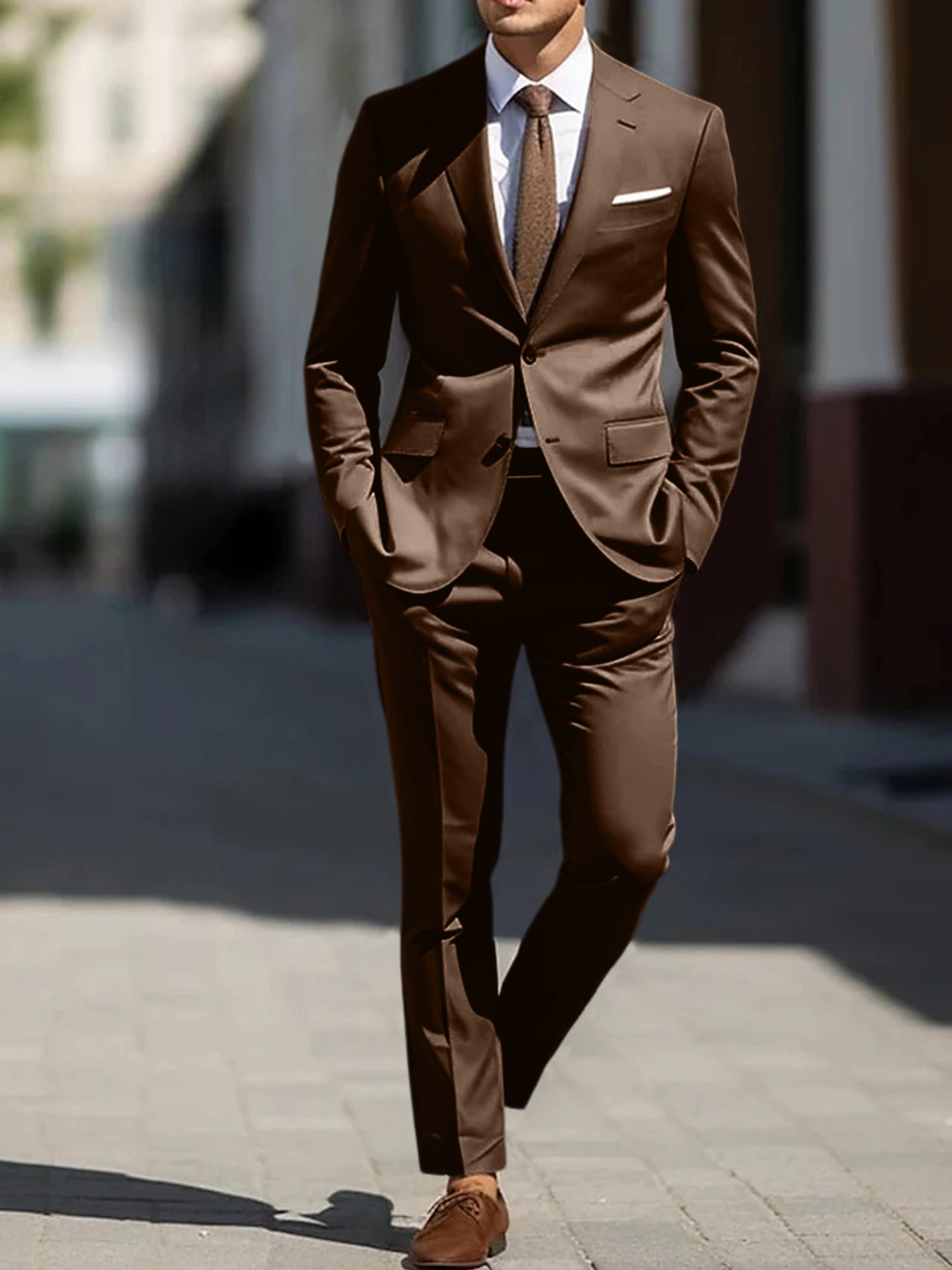 Men's Tailored Fit Single Breasted Two-buttons 2 Pieces Wedding Suits - 画像 (5)