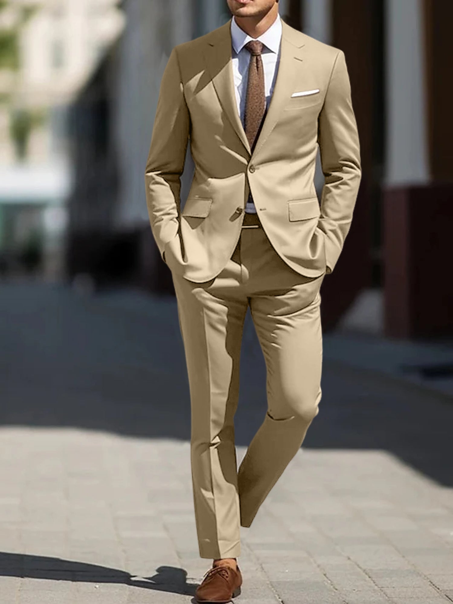 Men's Tailored Fit Single Breasted Two-buttons 2 Pieces Wedding Suits - 画像 (7)