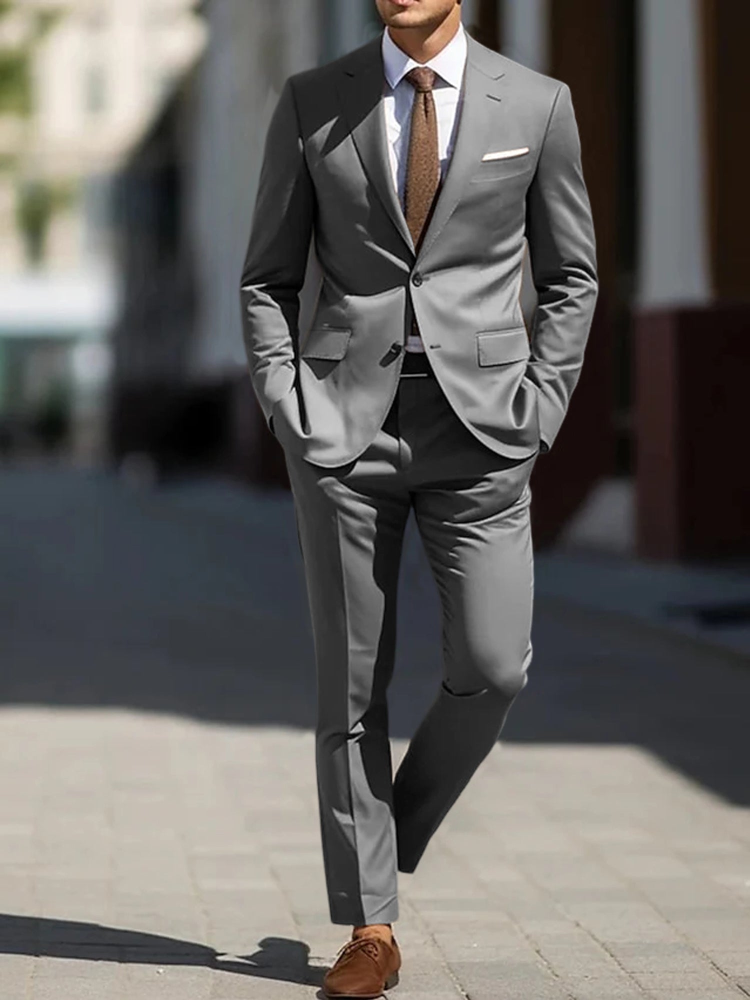 Men's Tailored Fit Single Breasted Two-buttons 2 Pieces Wedding Suits - 画像 (10)