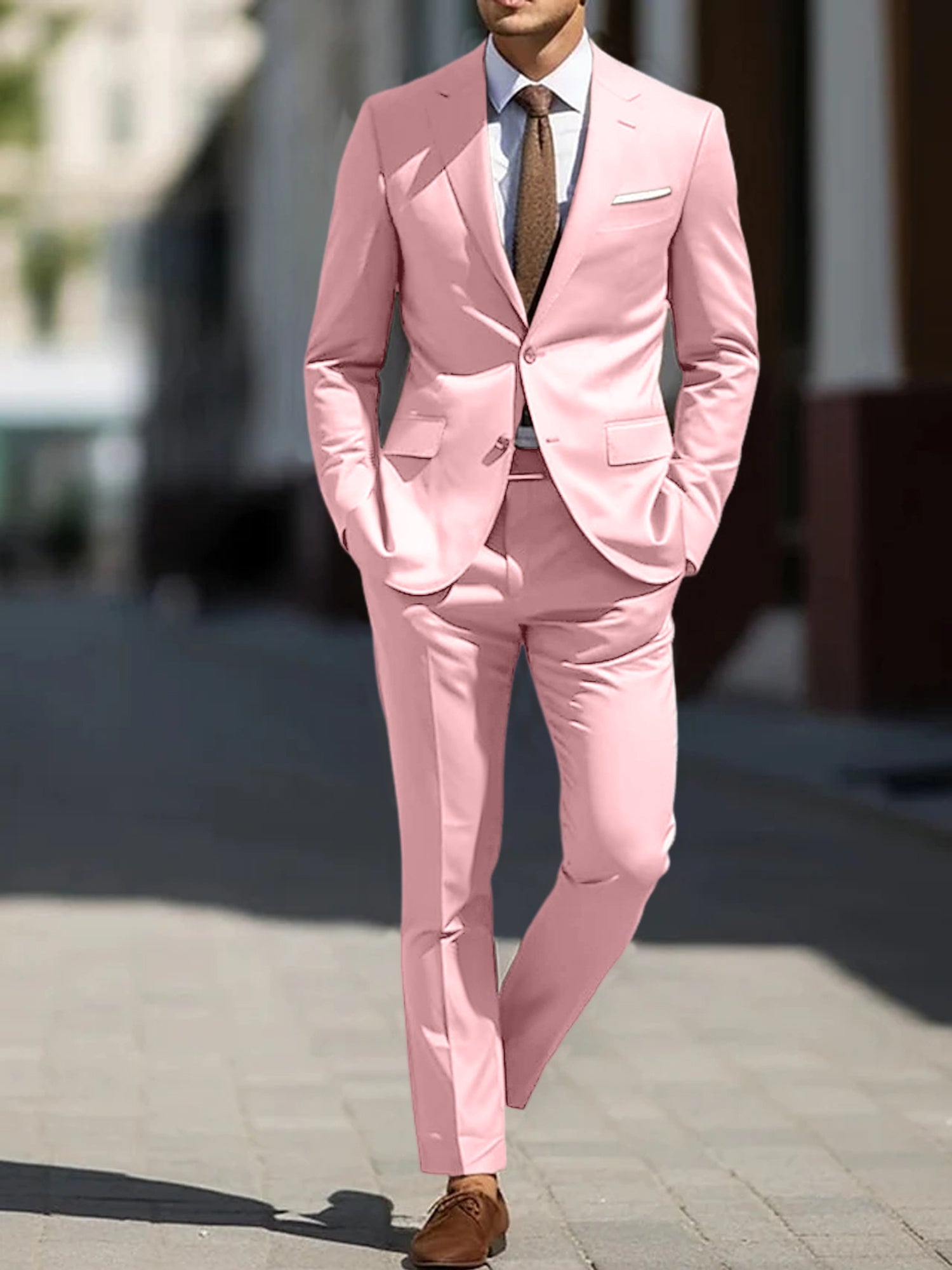 Men's Tailored Fit Single Breasted Two-buttons 2 Pieces Wedding Suits - 画像 (13)