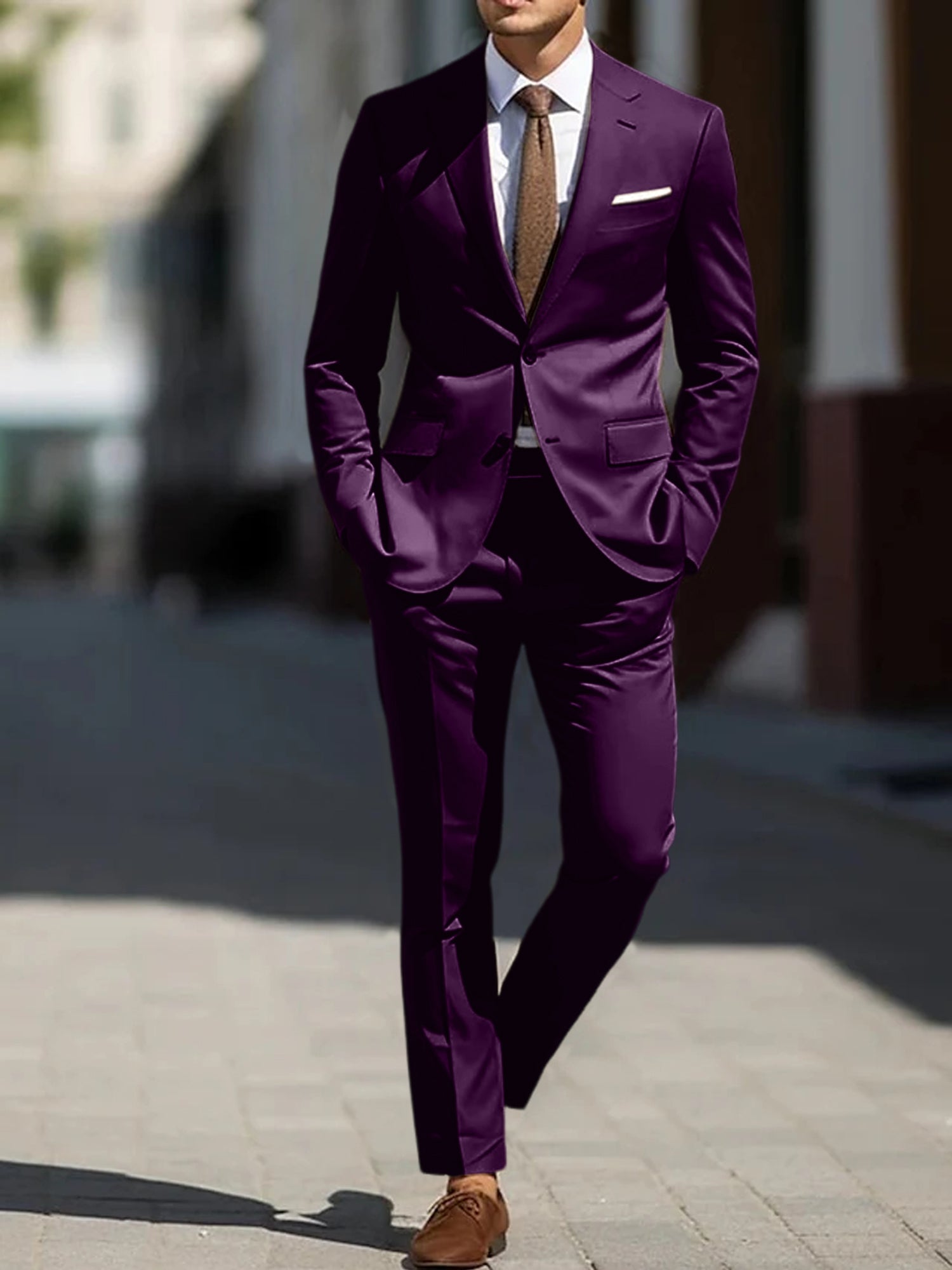 Men's Tailored Fit Single Breasted Two-buttons 2 Pieces Wedding Suits - 画像 (14)