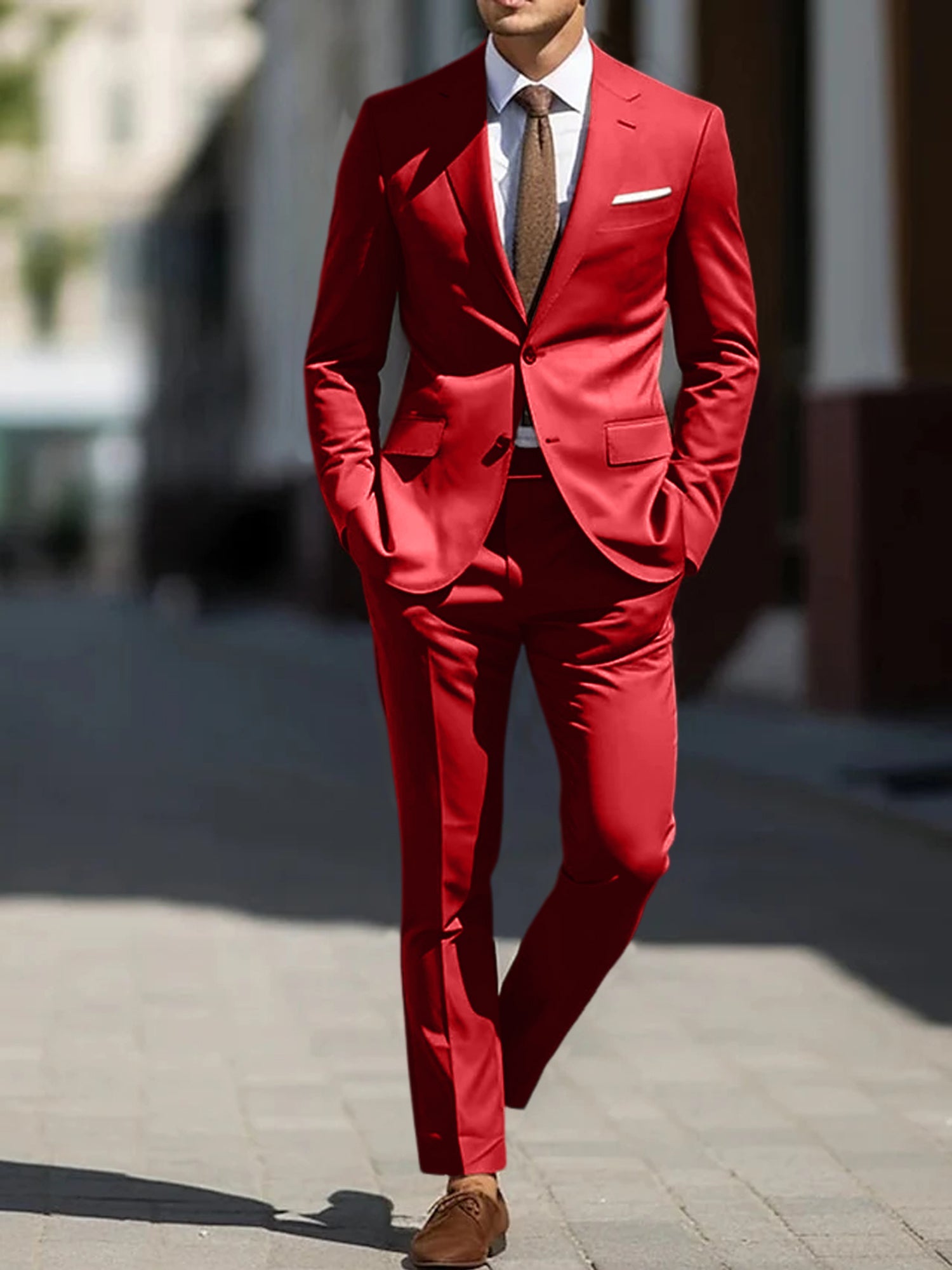 Men's Tailored Fit Single Breasted Two-buttons 2 Pieces Wedding Suits - 画像 (15)