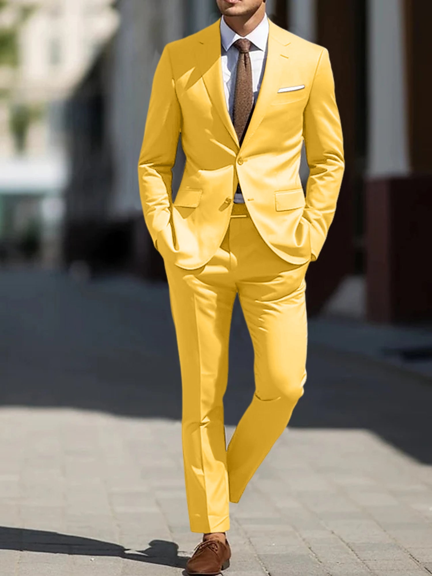 Men's Tailored Fit Single Breasted Two-buttons 2 Pieces Wedding Suits - 画像 (19)