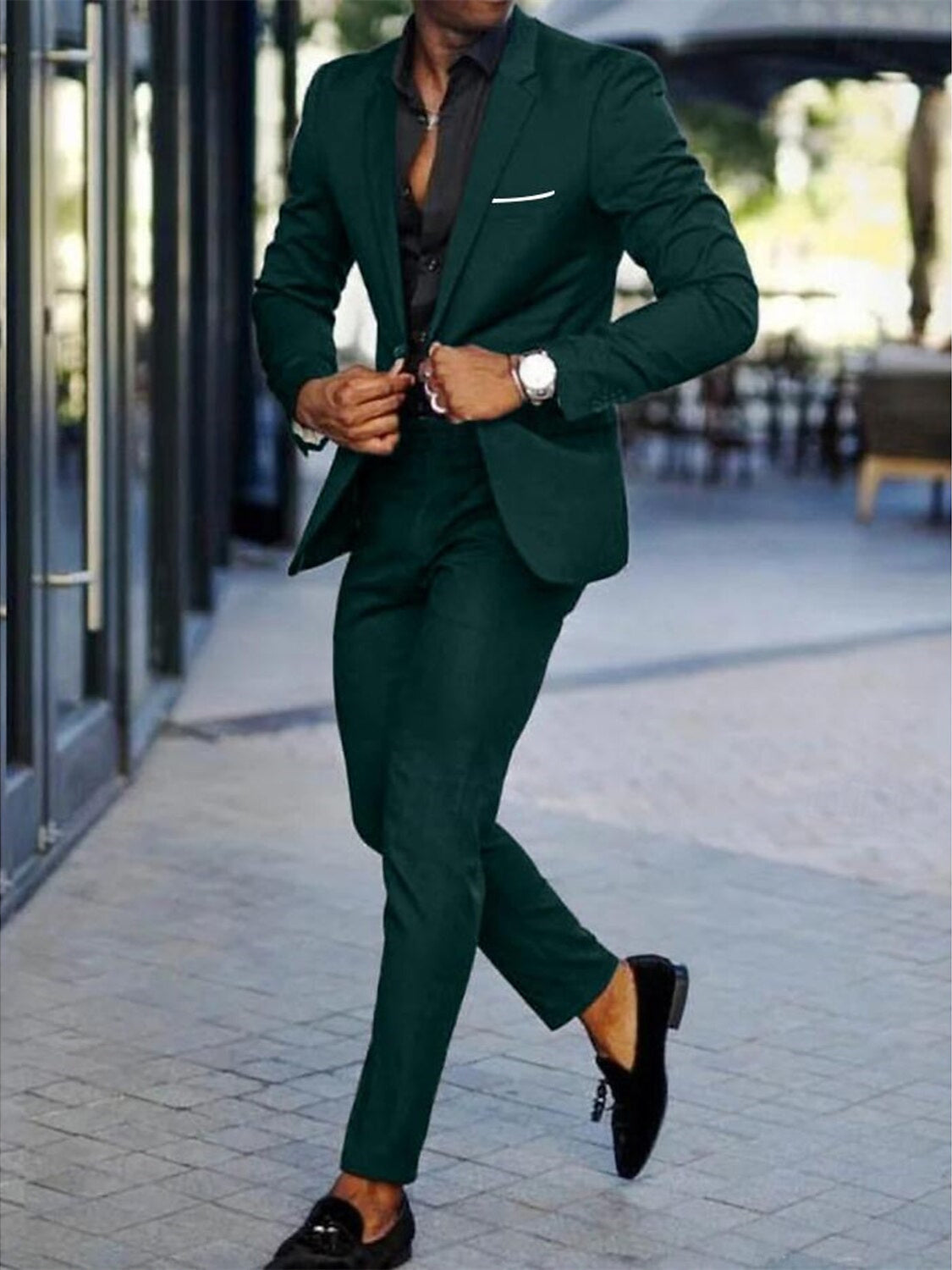 Men's Tailored Fit Single Breasted One-button  2 Pieces Wedding Suits - 이미지 2