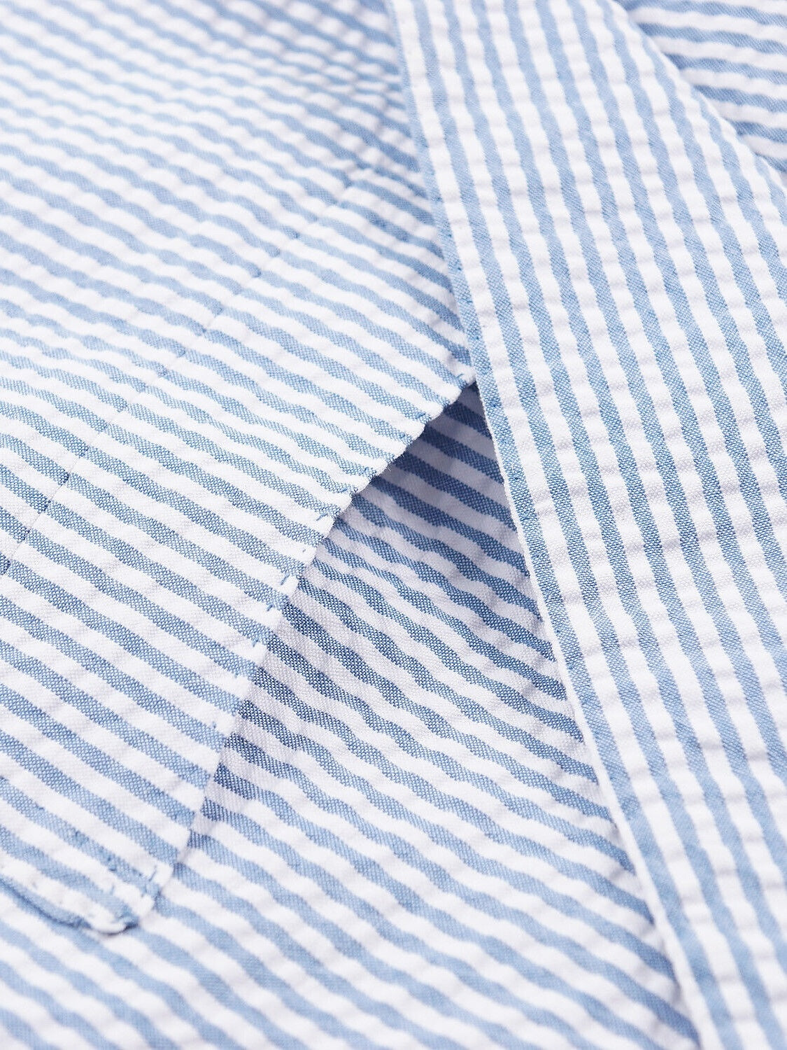 Blue Men's Seersucker Pinstripe Standard Fit Single Breasted One-buttons Beach Wedding Suit 2 Piece - Image 4