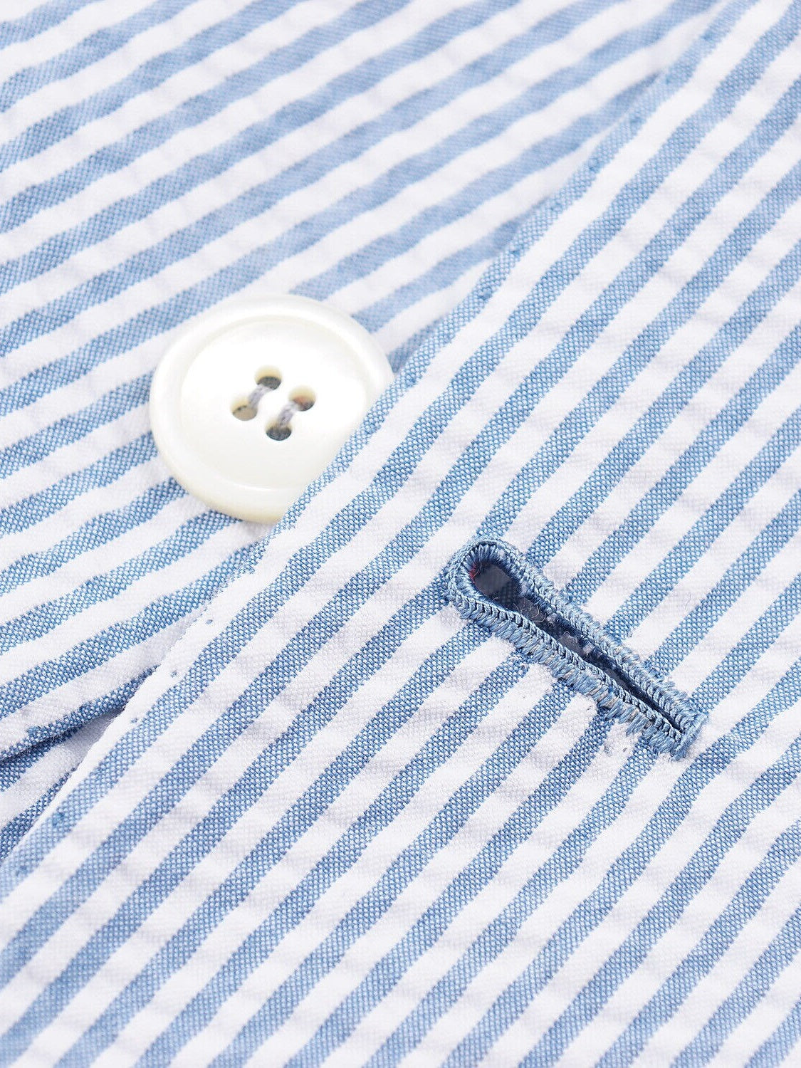 Blue Men's Seersucker Pinstripe Standard Fit Single Breasted One-buttons Beach Wedding Suit 2 Piece - Image 5