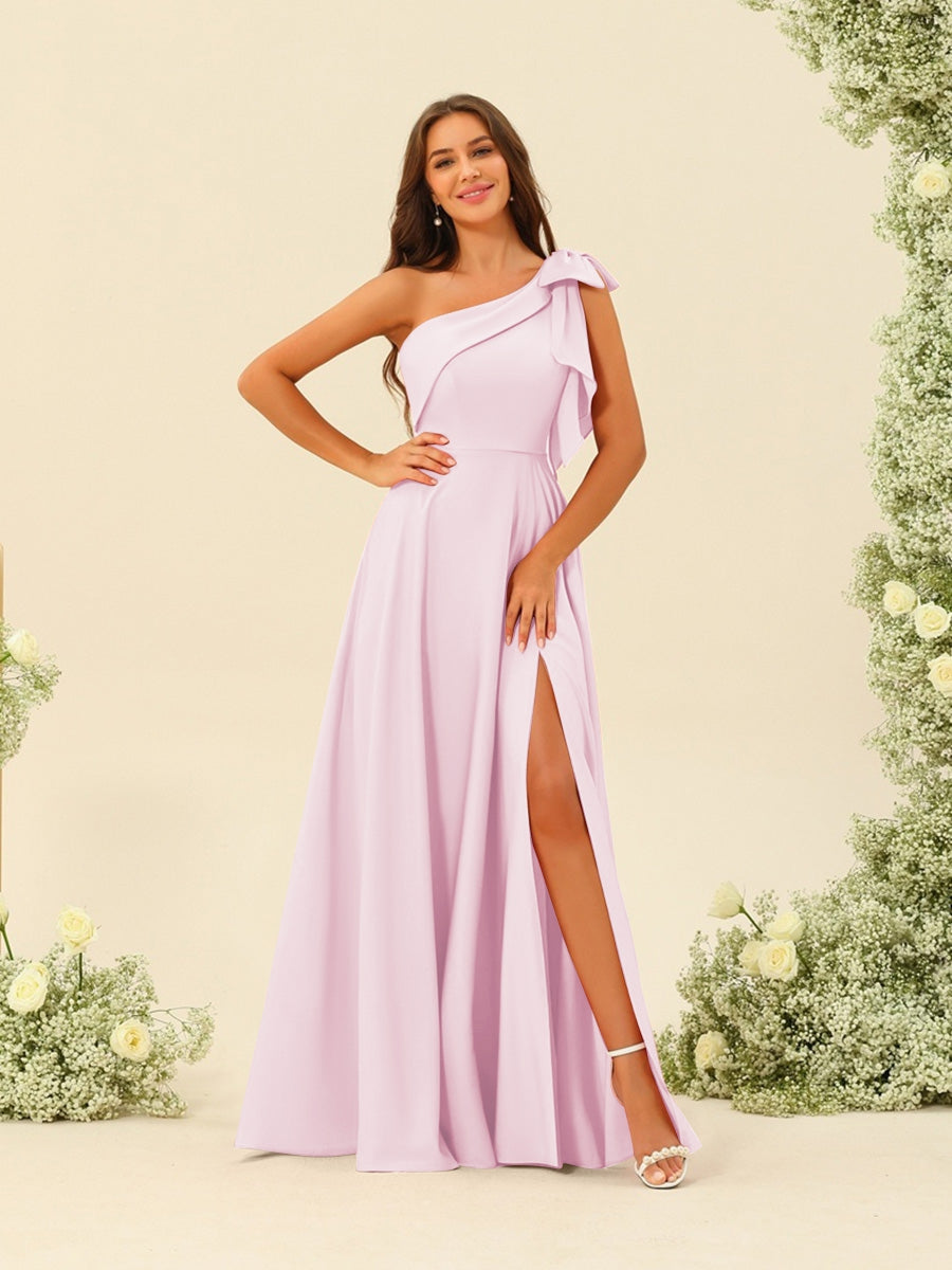 A-Line/Princess One-Shoulder Split Side Bridesmaid Dresses - 이미지 49