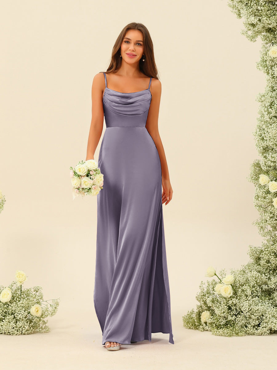 Sheath/Column Spaghetti Straps Split Side Bridesmaid Dresses - Image 65
