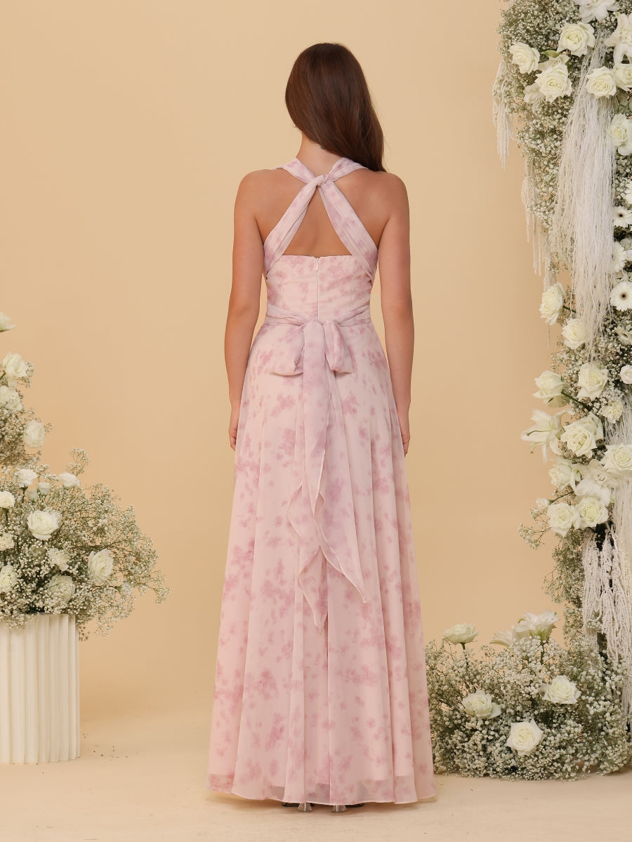 A-Line/Princess Convertible Infinity Bridesmaid Dresses with Pleats - 画像 (7)