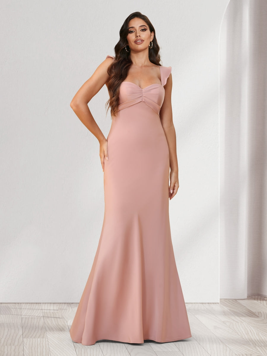 Trumpet/Mermaid Sweetheart Floor-Length Ruched Bridesmaid Dresses - 이미지 4