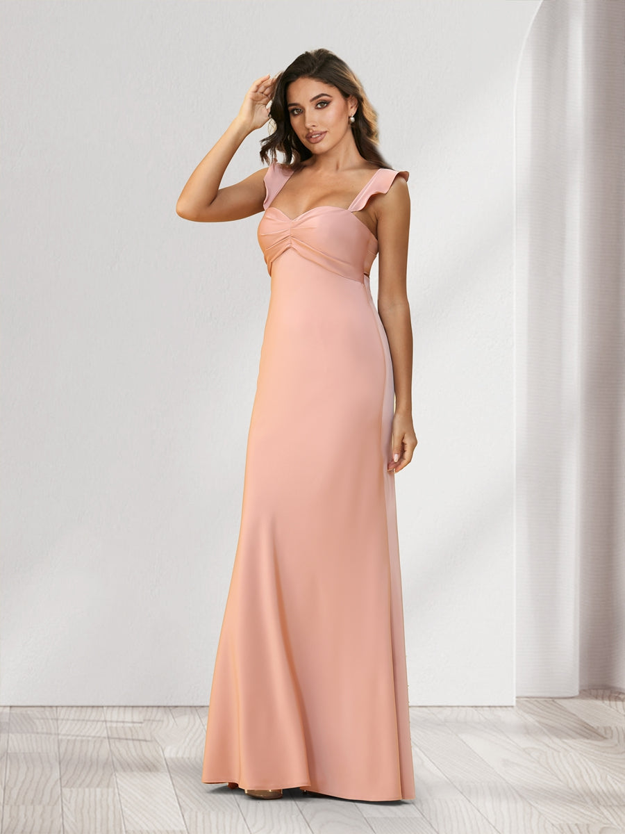 Trumpet/Mermaid Sweetheart Floor-Length Ruched Bridesmaid Dresses - 이미지 5