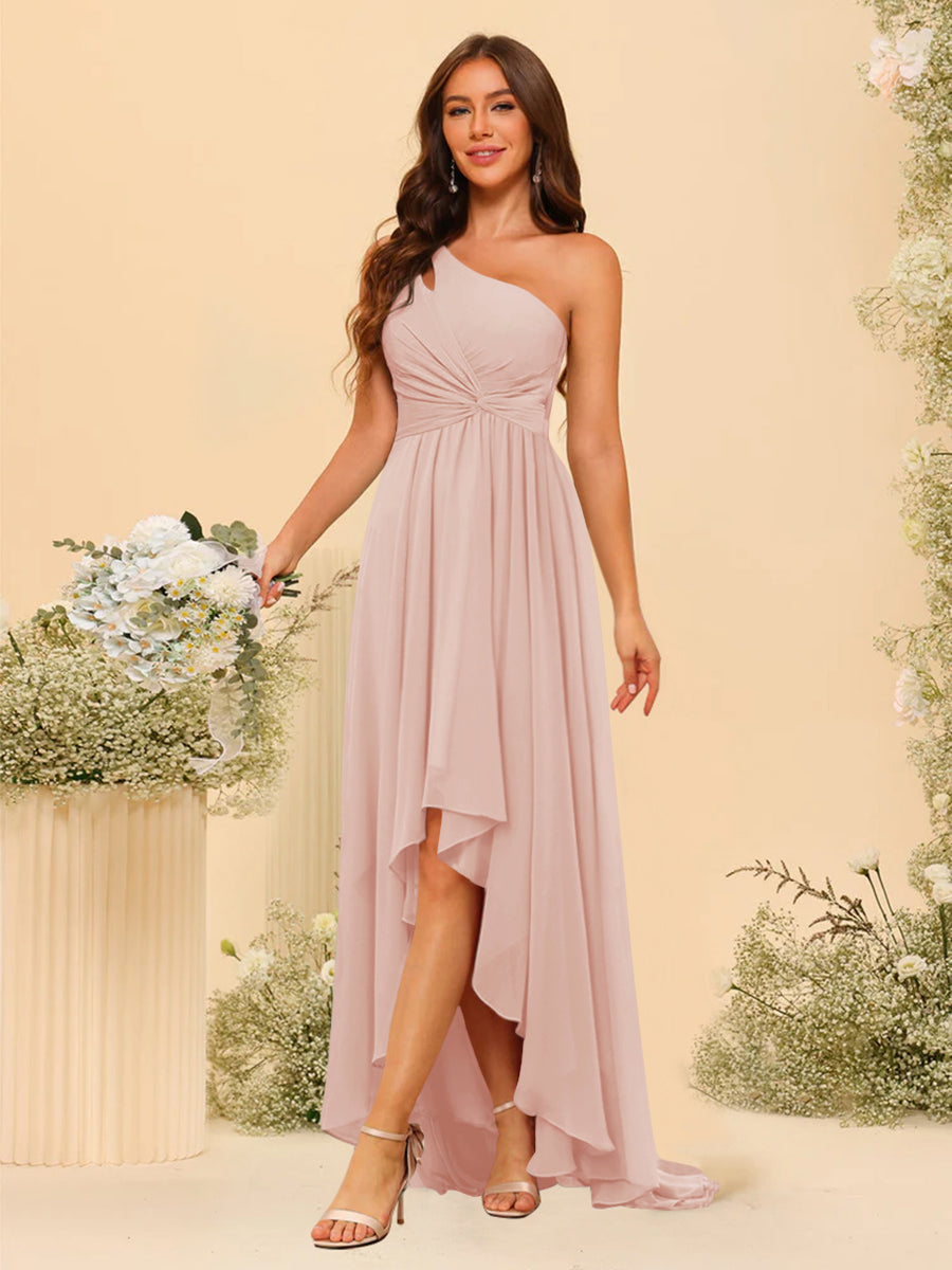 A-line/Princess One-The-Shoulder Asymmetrical Long Bridesmaid dresses - 이미지 22