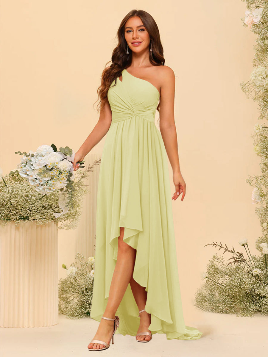 A-line/Princess One-The-Shoulder Asymmetrical Long Bridesmaid dresses - 이미지 63