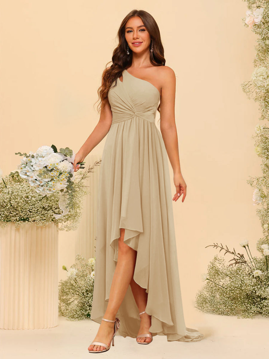 A-line/Princess One-The-Shoulder Asymmetrical Long Bridesmaid dresses - 이미지 18