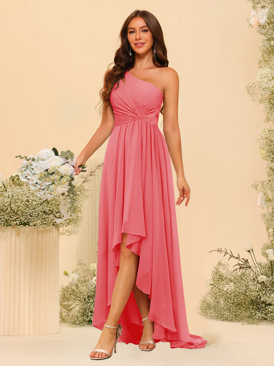 A-line/Princess One-The-Shoulder Asymmetrical Long Bridesmaid dresses - 이미지 26