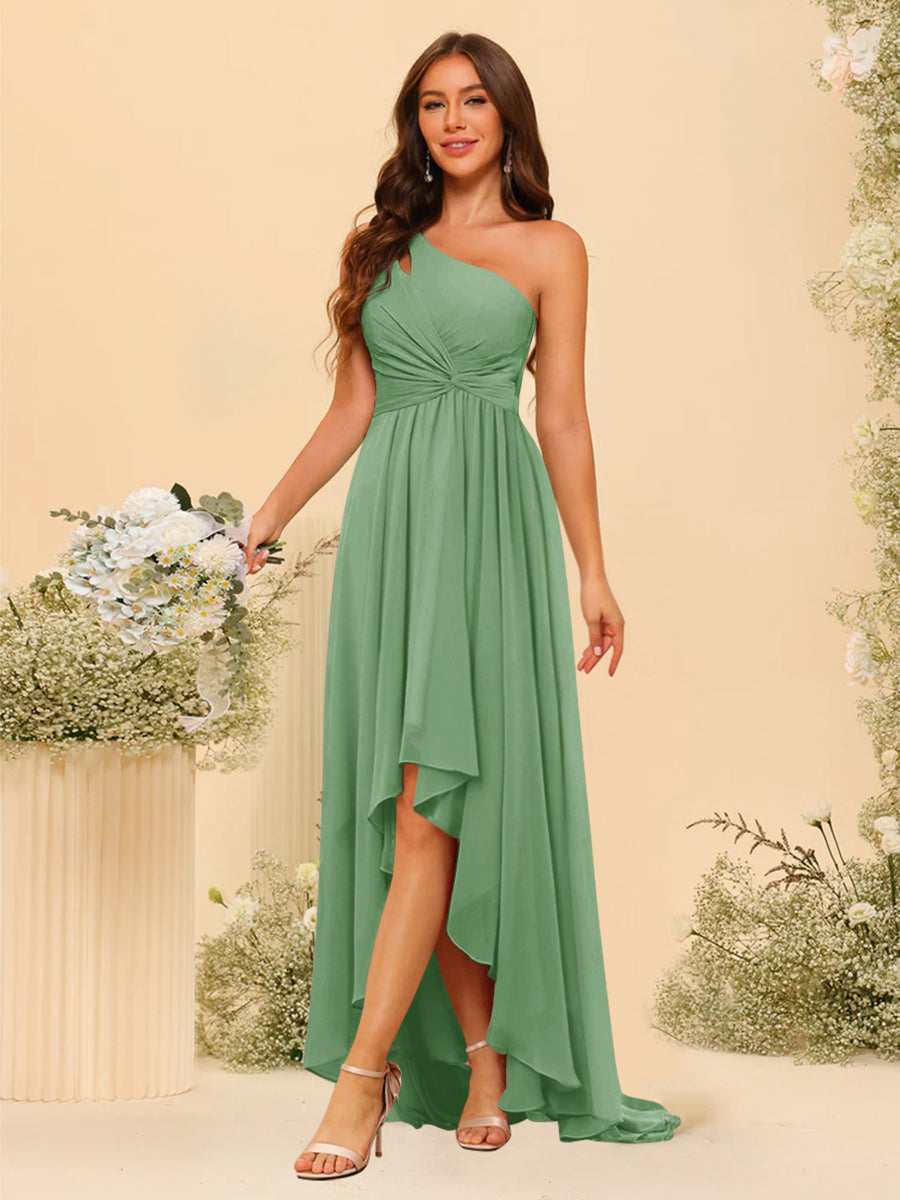 A-line/Princess One-The-Shoulder Asymmetrical Long Bridesmaid dresses - 이미지 71