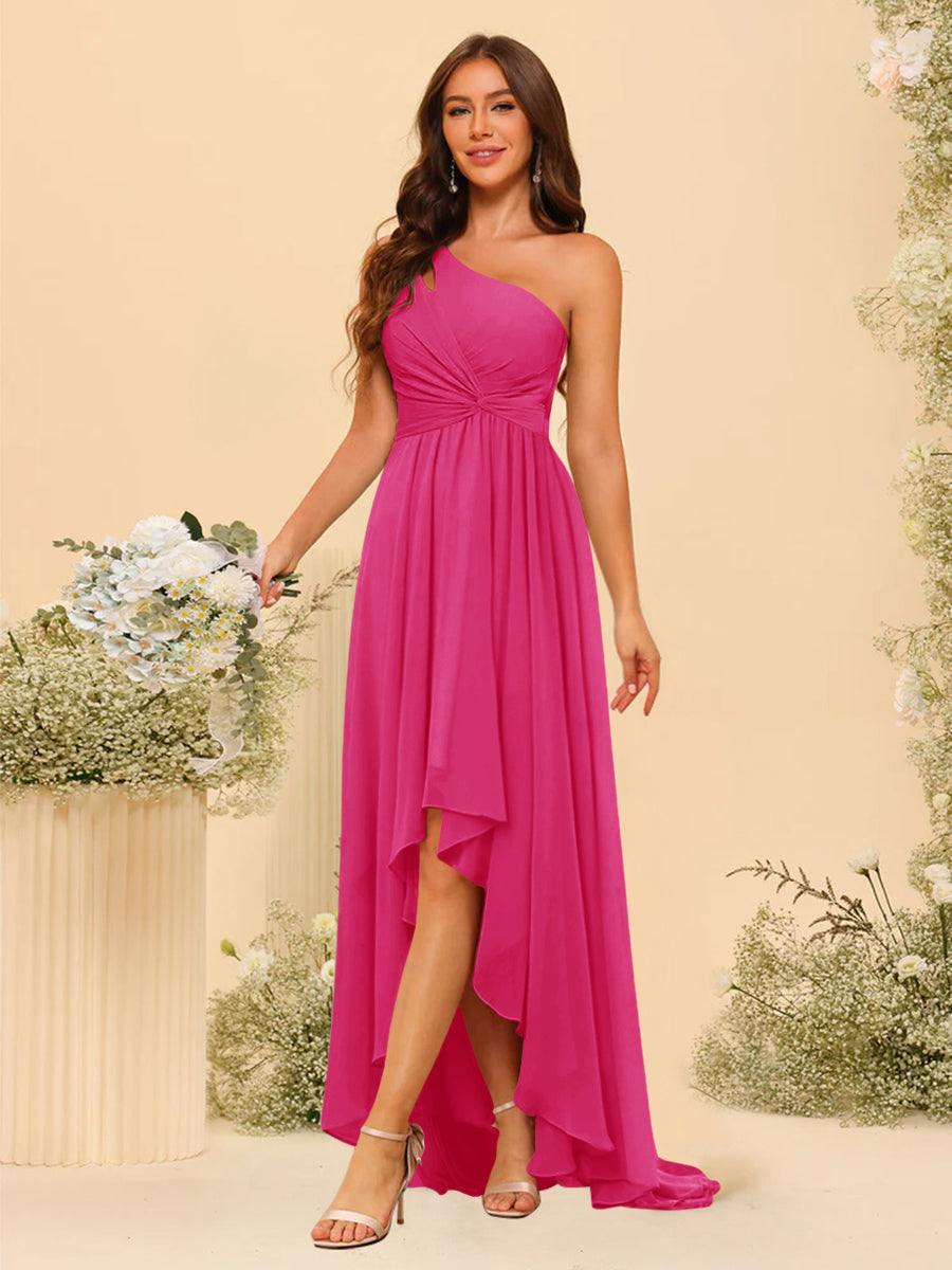 A-line/Princess One-The-Shoulder Asymmetrical Long Bridesmaid dresses - 이미지 27