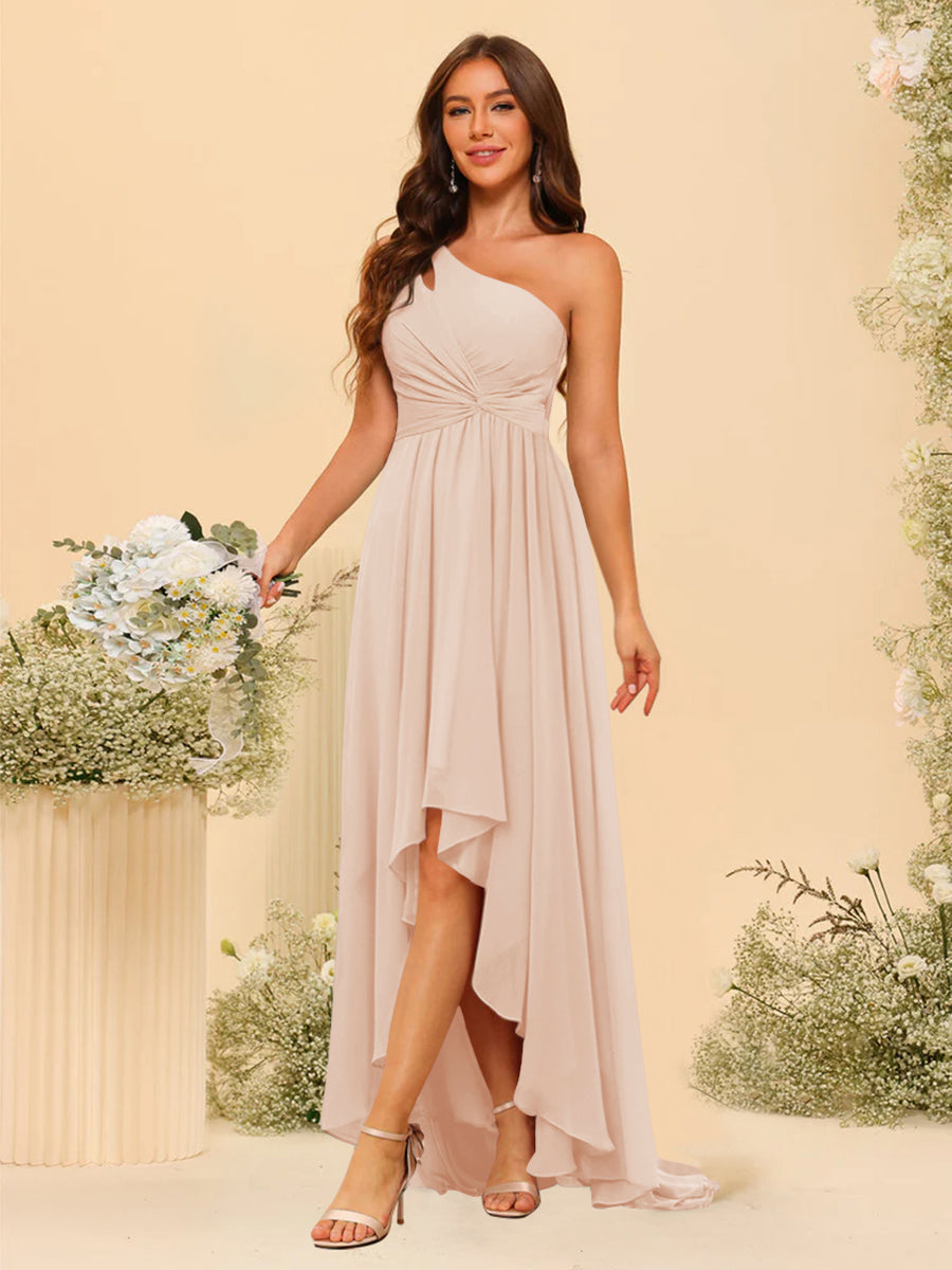 A-line/Princess One-The-Shoulder Asymmetrical Long Bridesmaid dresses - 이미지 17
