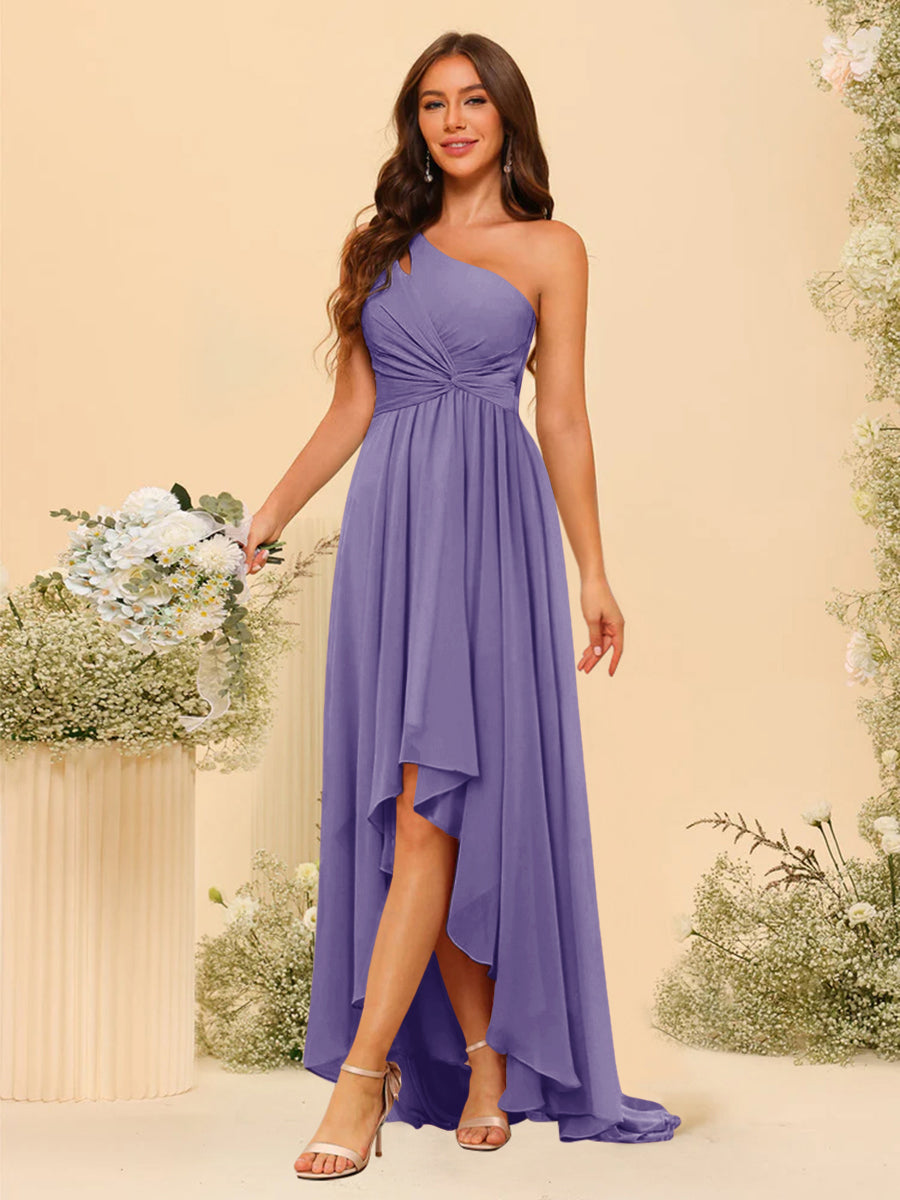 A-line/Princess One-The-Shoulder Asymmetrical Long Bridesmaid dresses - 이미지 35