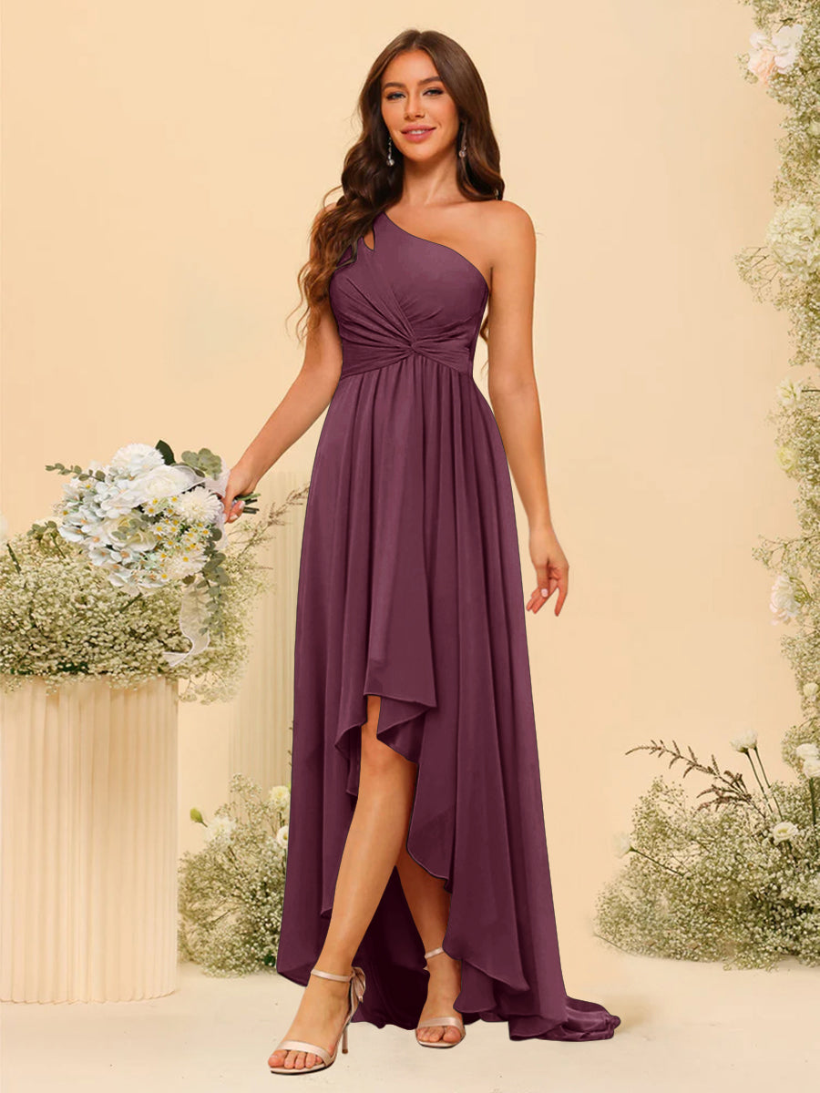 A-line/Princess One-The-Shoulder Asymmetrical Long Bridesmaid dresses - 이미지 37
