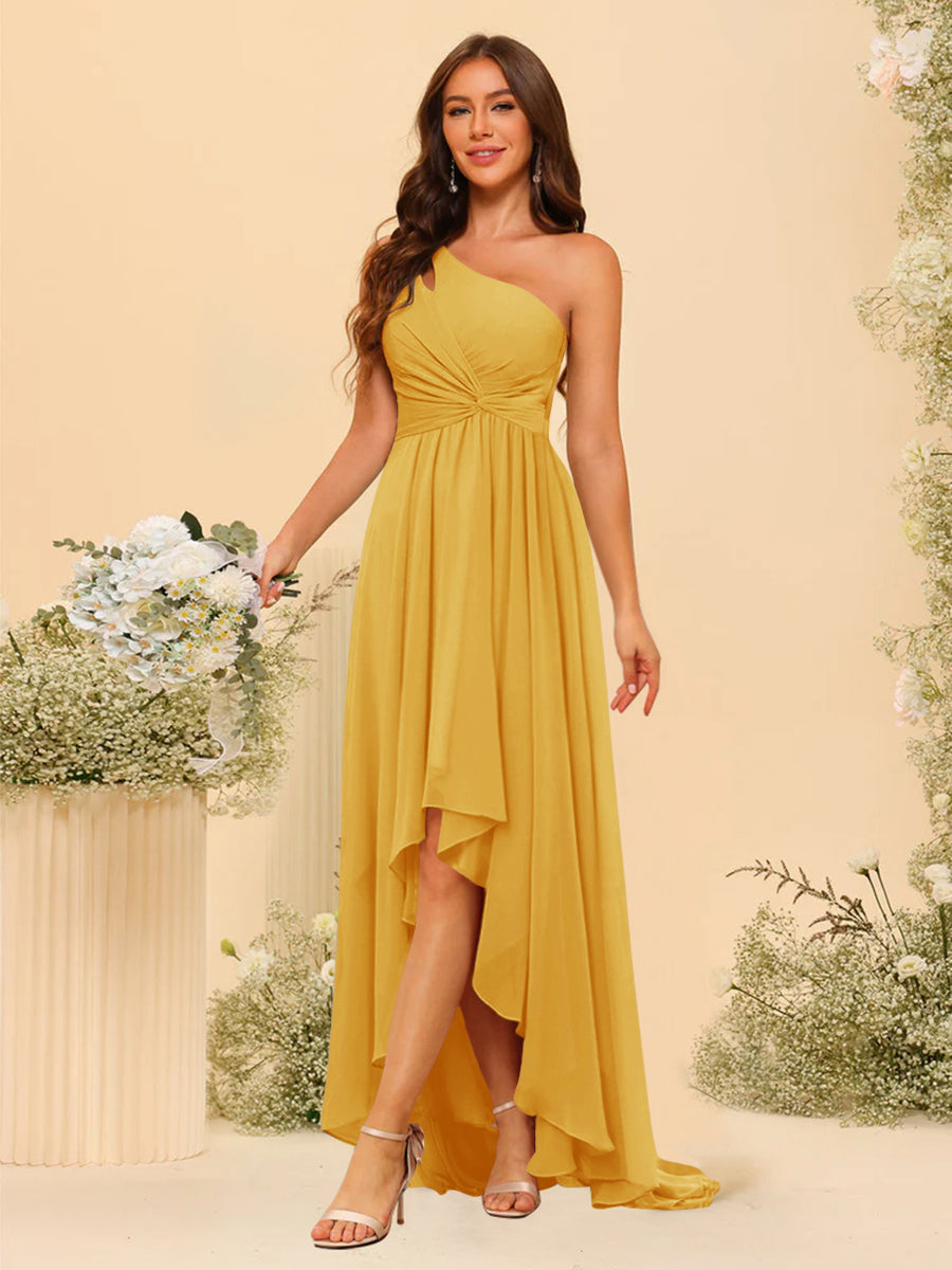 A-line/Princess One-The-Shoulder Asymmetrical Long Bridesmaid dresses - 이미지 64