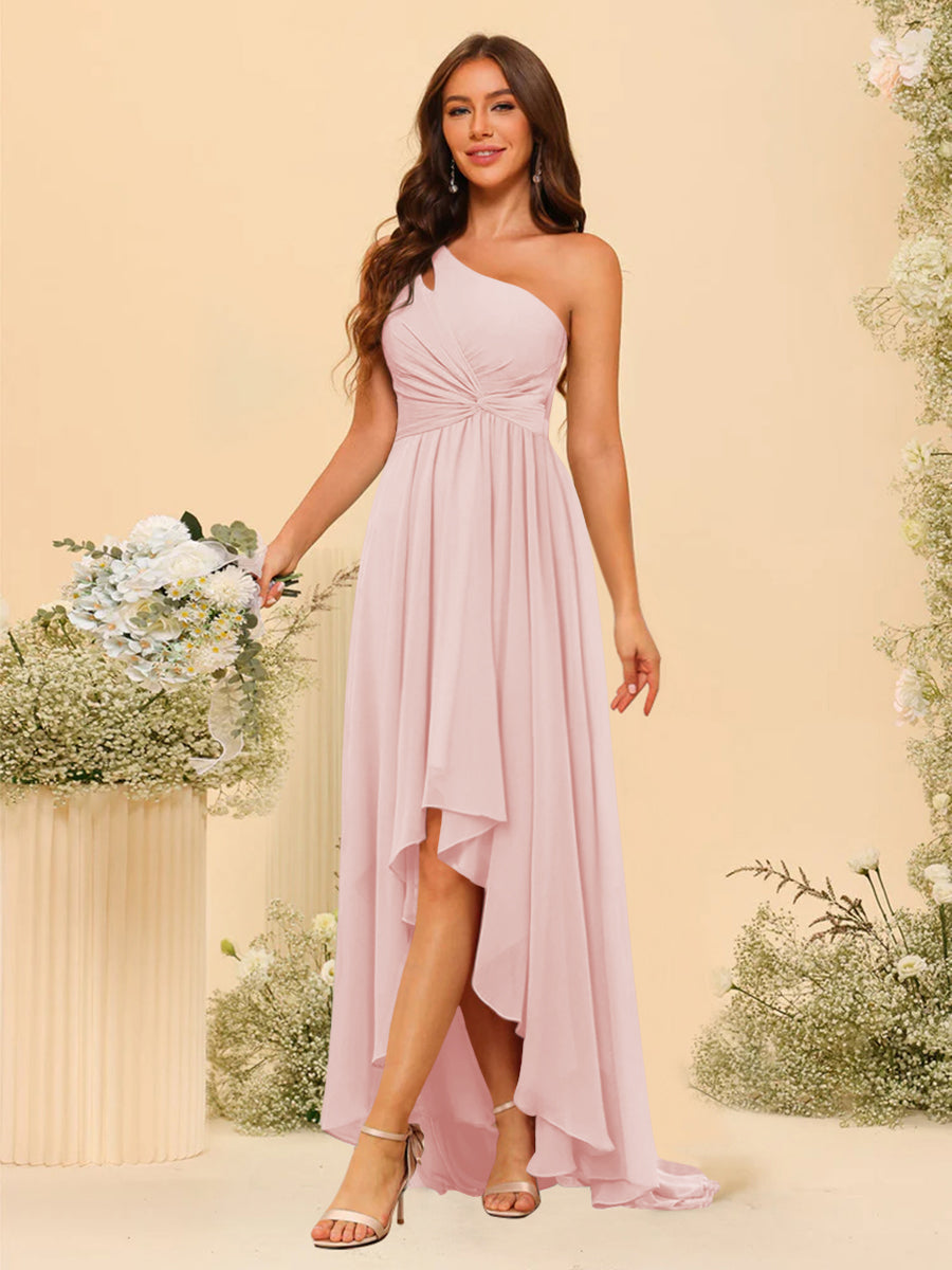 A-line/Princess One-The-Shoulder Asymmetrical Long Bridesmaid dresses - 이미지 20