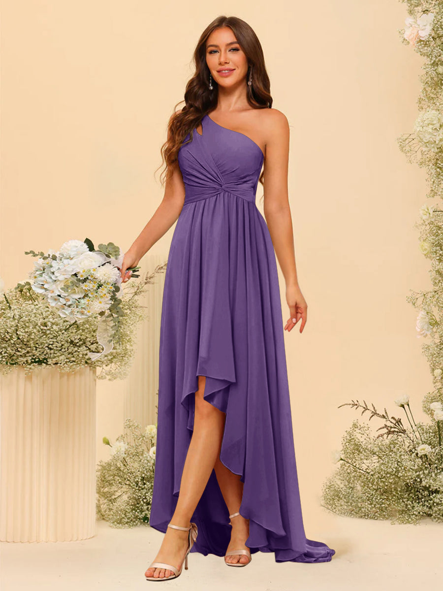 A-line/Princess One-The-Shoulder Asymmetrical Long Bridesmaid dresses - 이미지 36