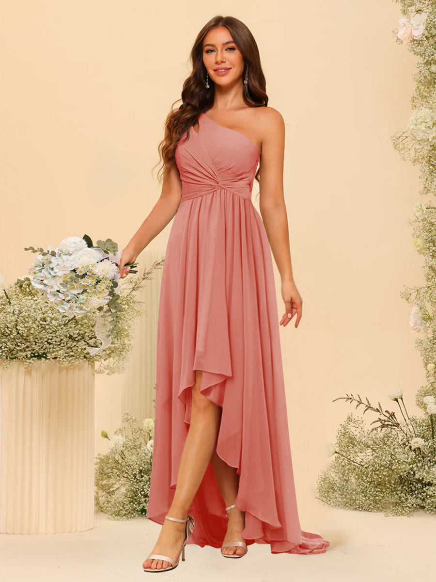 A-line/Princess One-The-Shoulder Asymmetrical Long Bridesmaid dresses - 이미지 10