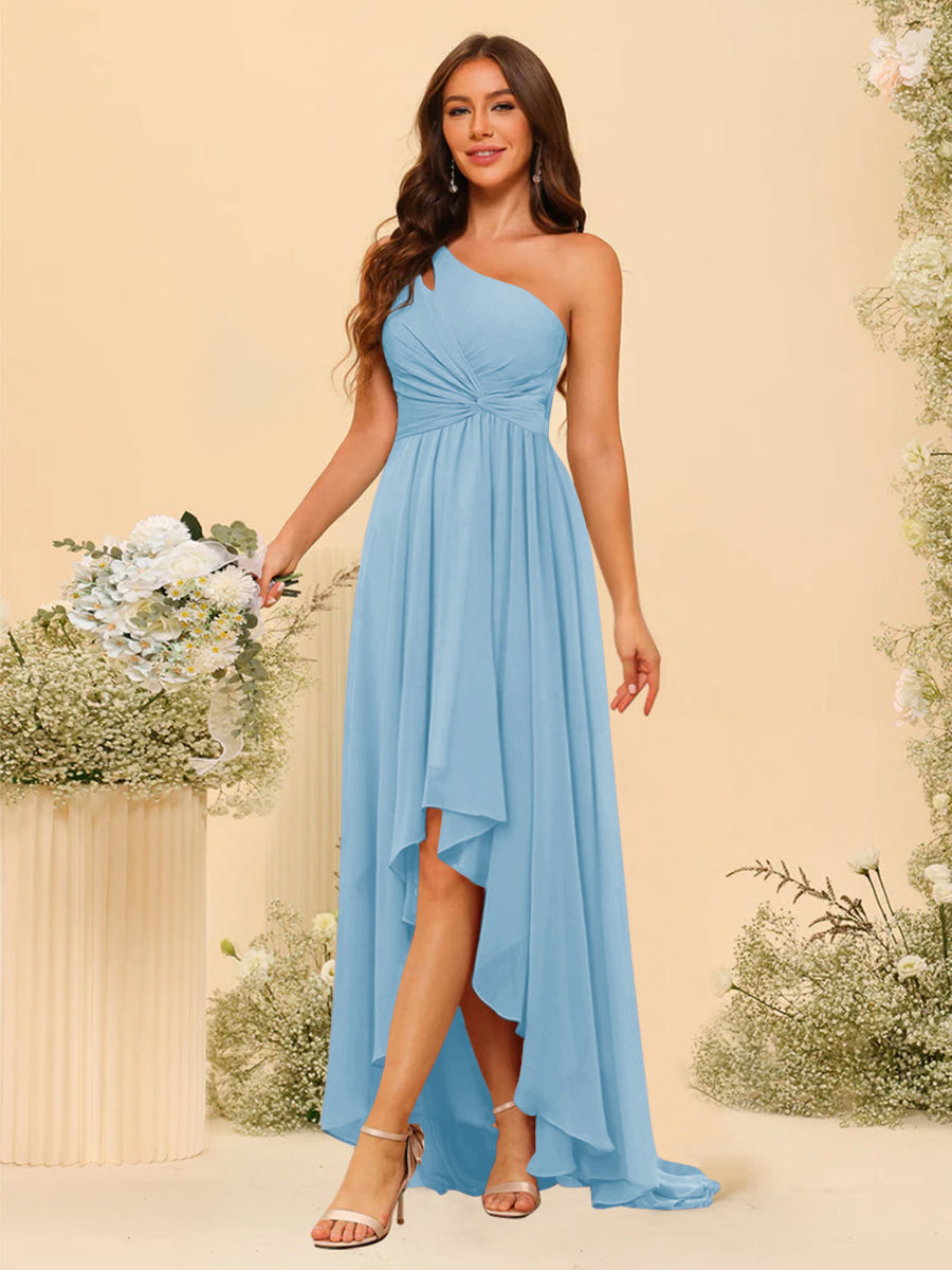 A-line/Princess One-The-Shoulder Asymmetrical Long Bridesmaid dresses - 이미지 44