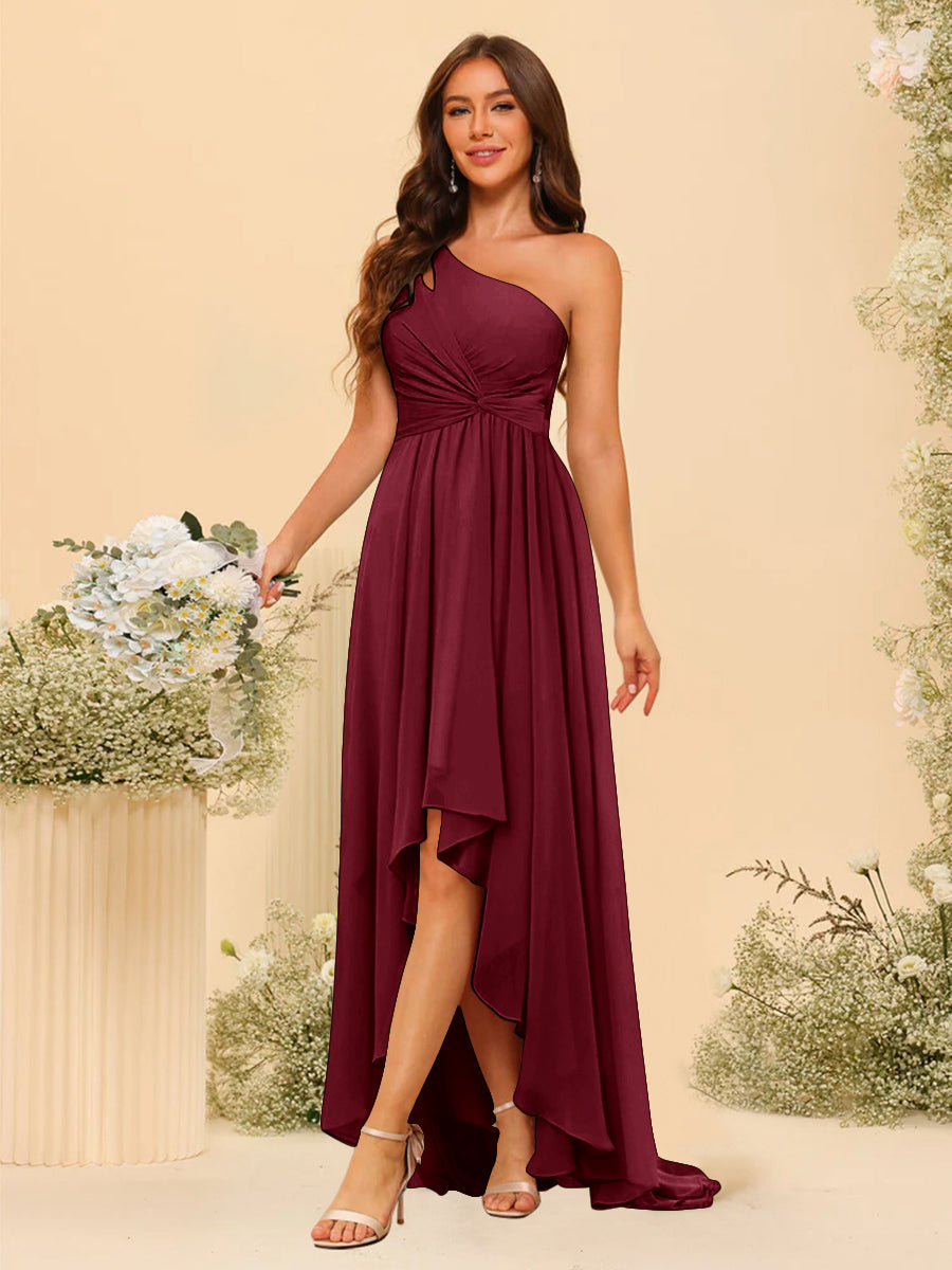 A-line/Princess One-The-Shoulder Asymmetrical Long Bridesmaid dresses - 이미지 31