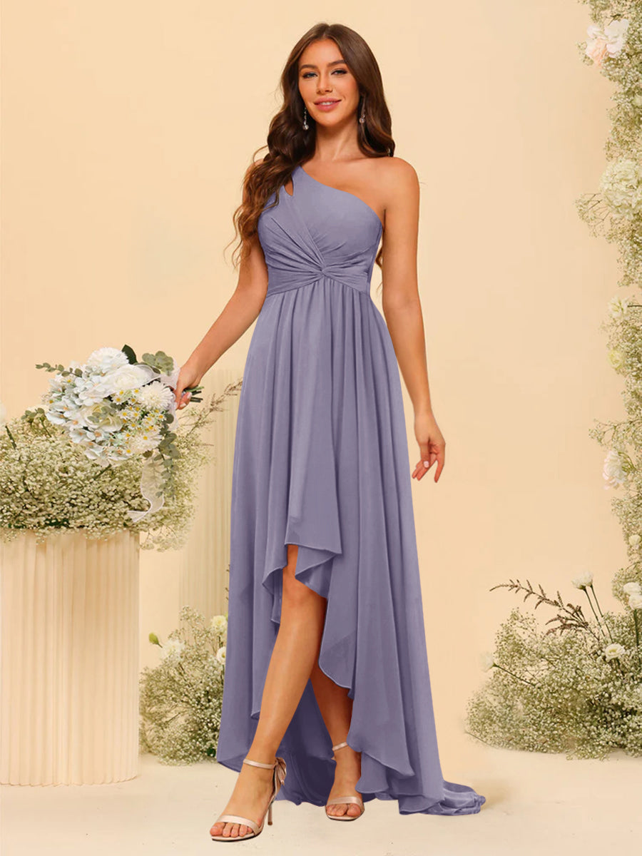 A-line/Princess One-The-Shoulder Asymmetrical Long Bridesmaid dresses - 이미지 33