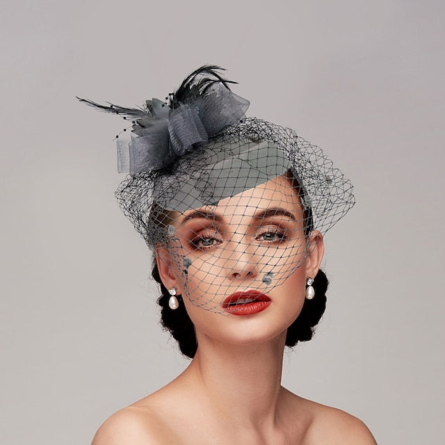 Fascinators Net Funeral Horse Race With Feather Flower Headpiece - 이미지 3