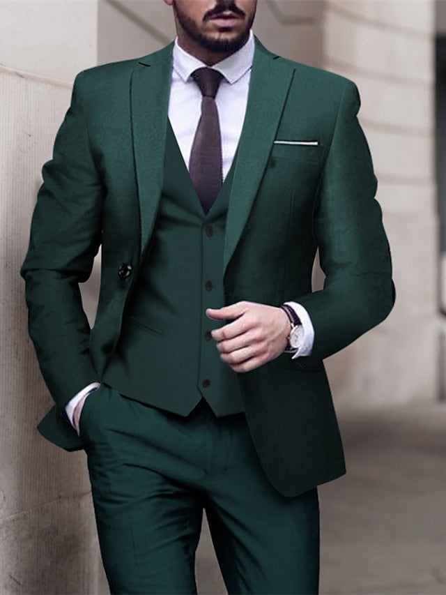 Men's Tailored Fit Single Breasted One-button 3 Pieces Wedding Suits - 이미지 2
