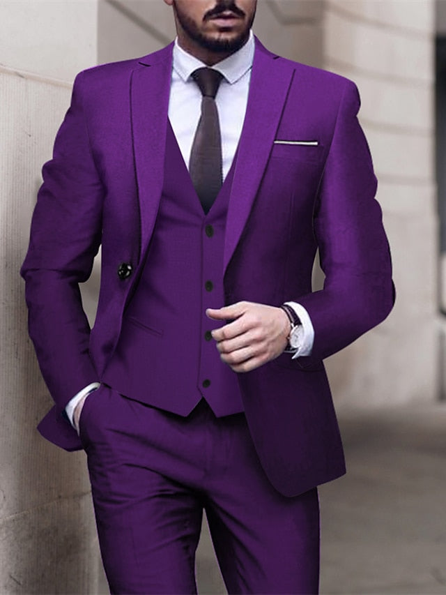 Men's Tailored Fit Single Breasted One-button 3 Pieces Wedding Suits - 이미지 4