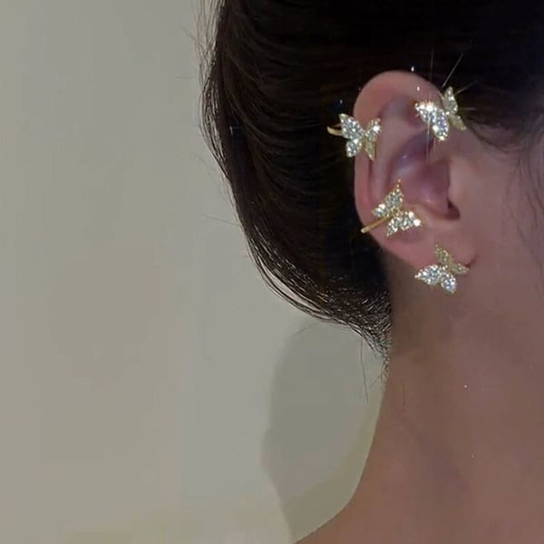Butterfly Shaped Rhinestone Ear Cuff - Image 4